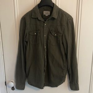 Pull&Bear Army Green Long Sleeve Button Up